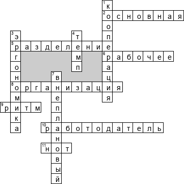 Кроссворд по предмету охране труда - на тему 'Организация труда на рабочем месте'