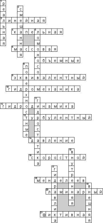 Кроссворд по предмету Гидромеханика - на тему 'Общий'