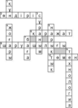 Кроссворд по предмету экономике - на тему 'Экономика және оның қоғамдағы рөлi (каз.)'