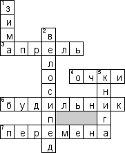 Кроссворд по предмету Классный час - на тему 'Загадки'