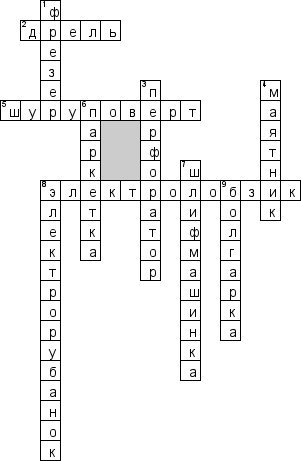 Кроссворд по предмету строительству - на тему 'Ручной электроинструмент'