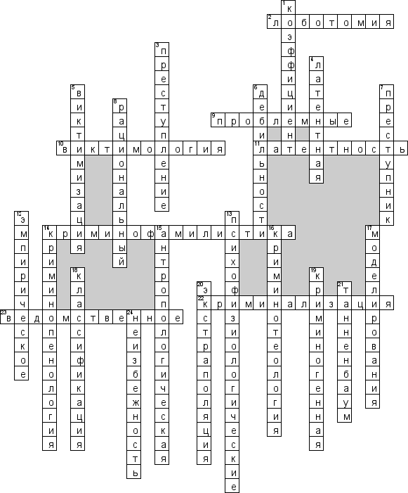 Кроссворд по предмету криминологии - на тему 'Общий'