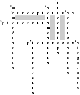 Кроссворд по предмету Geografija (лат.) - на тему 'Dinozavri (лат.)'