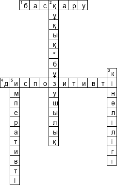 Кроссворд по предмету Құқық (каз.) - на тему 'Қазақстан Республикасы Әкiмшiлiк құқығының негiздерi (каз.)'