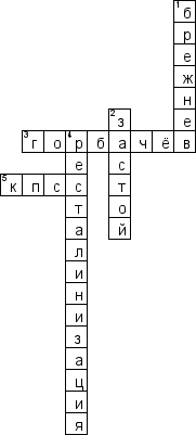 Кроссворд по предмету истории - на тему 'Застой'