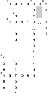 Кроссворд по предмету истории - на тему 'Тамбовский край'