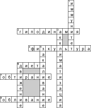 Кроссворд по предмету Обеспечение безопасности жизнедеятельности (ОБЖ) - на тему 'Физическая активность и здоровье'