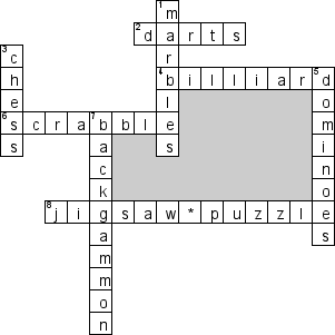 Кроссворд по предмету английскому языку - на тему 'Настольные игры'