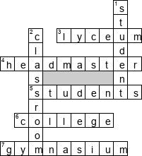 Кроссворд по предмету английскому языку - на тему 'Schooling'