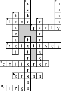 Кроссворд по предмету английскому языку - на тему 'Свадьба'
