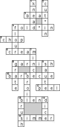 Кроссворд по предмету английскому языку - на тему 'Приготовление еды'