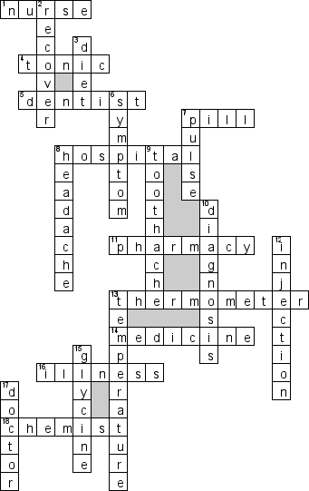 Кроссворд по предмету английскому языку - на тему 'Illnesses and their treatment'