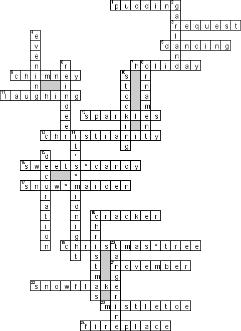 Кроссворд по предмету английскому языку - на тему 'Новый год'