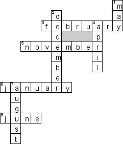 Кроссворд по предмету английскому языку - на тему 'Месяца года'