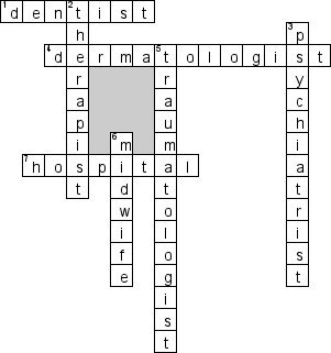 Кроссворд по предмету английскому языку - на тему 'Medical worker'