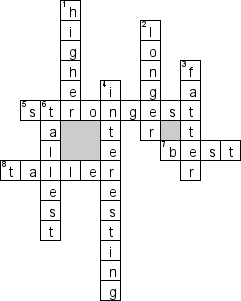 Кроссворд по предмету английскому языку - на тему 'Сравнительная степень'