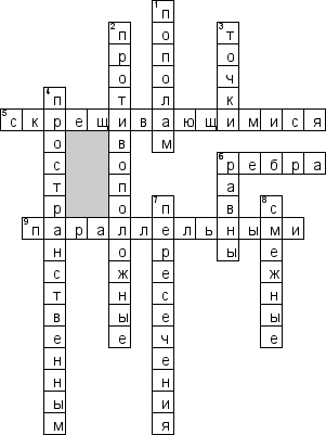 Кроссворд по предмету геометрии - на тему 'Параллельность'