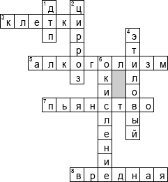 Кроссворд по предмету безопасности жизнедеятельности (БЖД) - на тему 'Вред алкоголя'