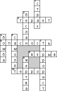 Кроссворд по предмету безопасности жизнедеятельности (БЖД) - на тему 'День солидарности в борьбе с терроризмом'