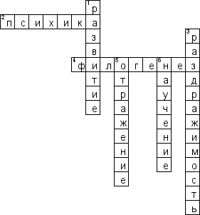 Кроссворд по предмету психологии - на тему 'Возникновение и развитие психики'