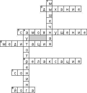 Кроссворд по предмету психологии - на тему 'Методы релаксации'