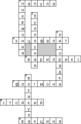 Кроссворд по предмету медицине - на тему 'Ветряная оспа'