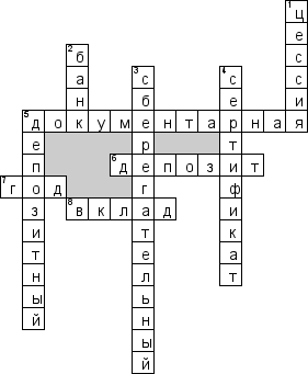 Кроссворд по предмету рынку ценных бумаг - на тему 'Депозитный сертификат'