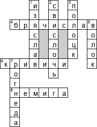 Кроссворд по предмету истории Беларуси - на тему 'Полоцкое княжество в X-XI вв.'