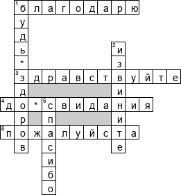 Кроссворд по предмету русскому языку - на тему 'Вежливые слова'
