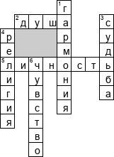 Кроссворд по предмету философии - на тему 'Духовная жизнь'