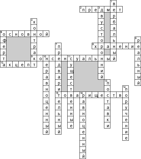Кроссворд по предмету правоведению - на тему 'Виды договоров'