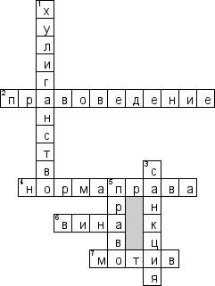 Кроссворд по предмету правоведению - на тему 'Право в образовании'