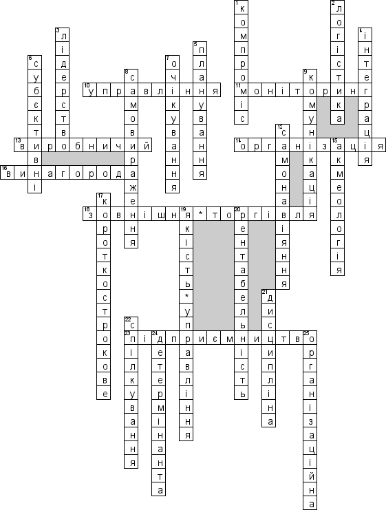 Кроссворд по предмету менеджменту - на тему 'Общий (укр.)'
