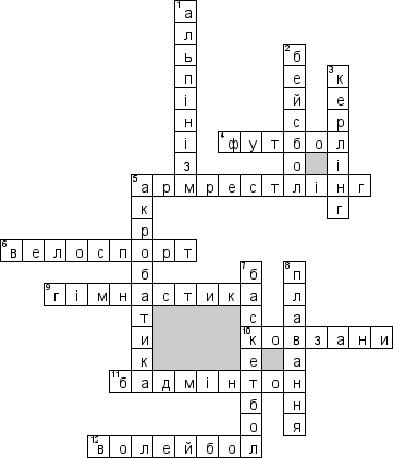 Кроссворд по предмету спорту - на тему 'Общий (укр.)'