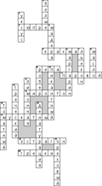 Кроссворд по предмету кулинарии - на тему 'Соусы'