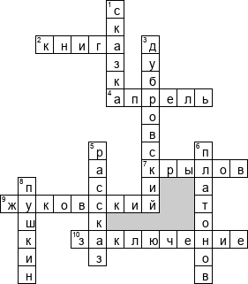 Кроссворд по предмету литературе - на тему '5-7 класс'