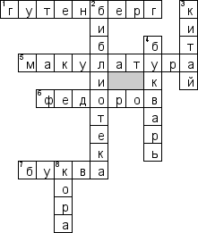 Кроссворд по предмету литературе - на тему 'Книгопечатание'