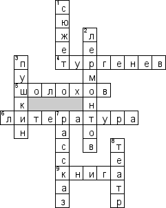 Кроссворд по предмету литературе - на тему '8 класс'