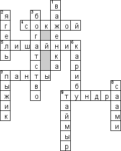 Кроссворд по предмету окружающему миру - на тему 'Северный олень'