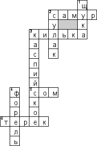 Кроссворд по предмету окружающему миру - на тему 'Каспийское море и реки Северного Кавказа'