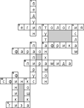 Кроссворд по предмету окружающему миру - на тему 'Египет'