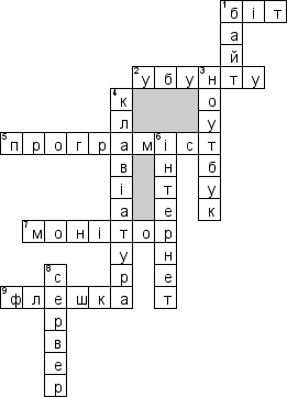Кроссворд по предмету Iнформатика (укр.) - на тему 'Термiни (укр.)'