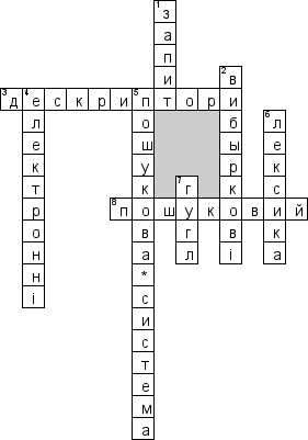 Кроссворд по предмету Iнформатика (укр.) - на тему 'Iнформацiйно-пошуковi системи (укр.)'