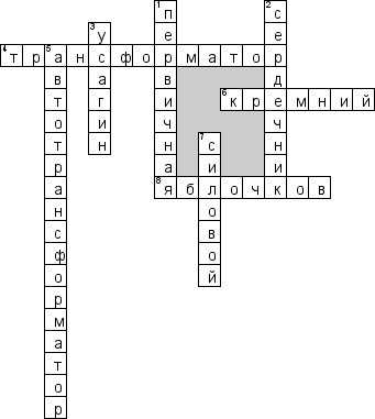 Кроссворд по предмету физике - на тему 'Трансформатор'