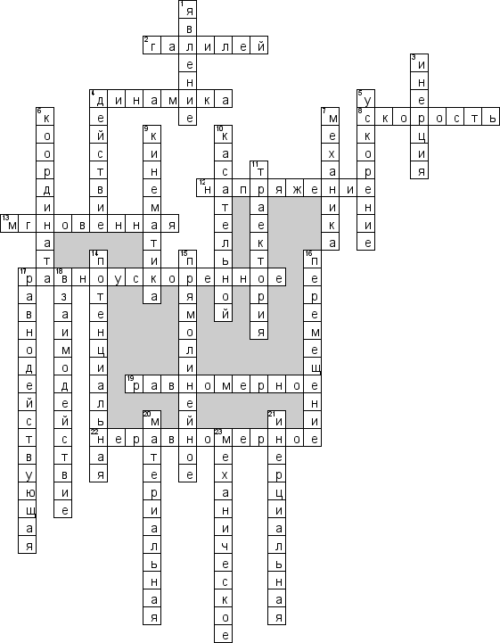 Кроссворд по предмету физике - на тему 'Прямолинейное равномерное движение'