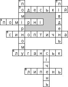 Кроссворд по предмету Географiя (укр.) - на тему 'Клiмат України (укр.)'