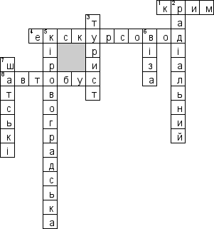 Кроссворд по предмету Географiя (укр.) - на тему 'Туризм в Українi (укр.)'