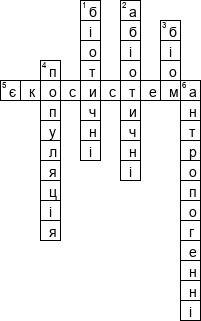 Кроссворд по предмету Бiологiя (укр.) - на тему 'Чинники середовища (укр.)'