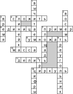 Кроссворд по предмету математике - на тему 'Умники и умницы'