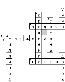 Кроссворд по предмету математике - на тему 'Задачи'